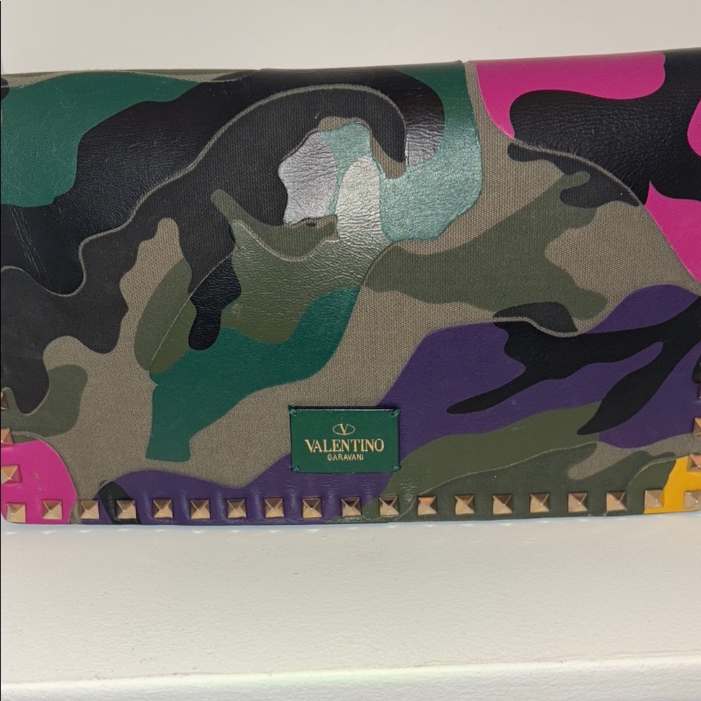 Valentino Garavani Multicolor Camouflage Clutch